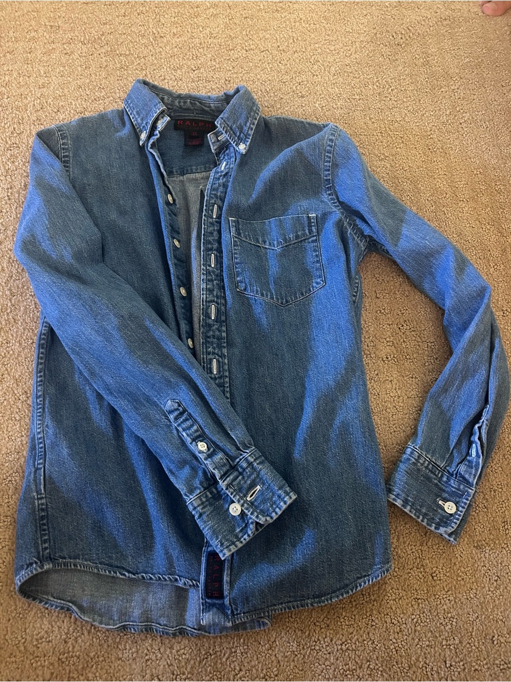 Ralph Lauren Classic Denim Button-Down Shirt - Medium Blue size xs